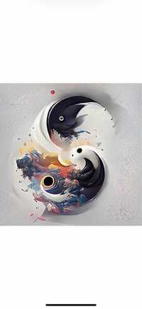 Tablou canvas abstract Yin si Yang