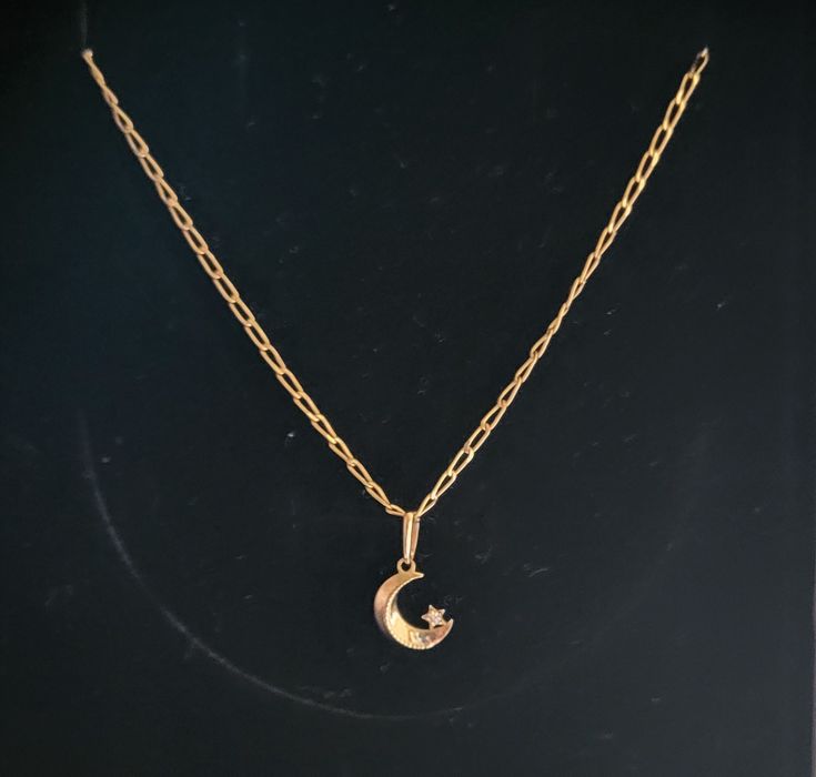 Златно 14К колие с диамант