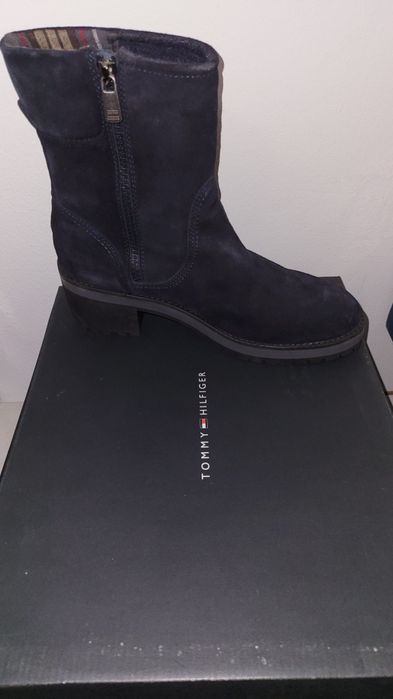 Cizme medii velur Tommy Hilfinger