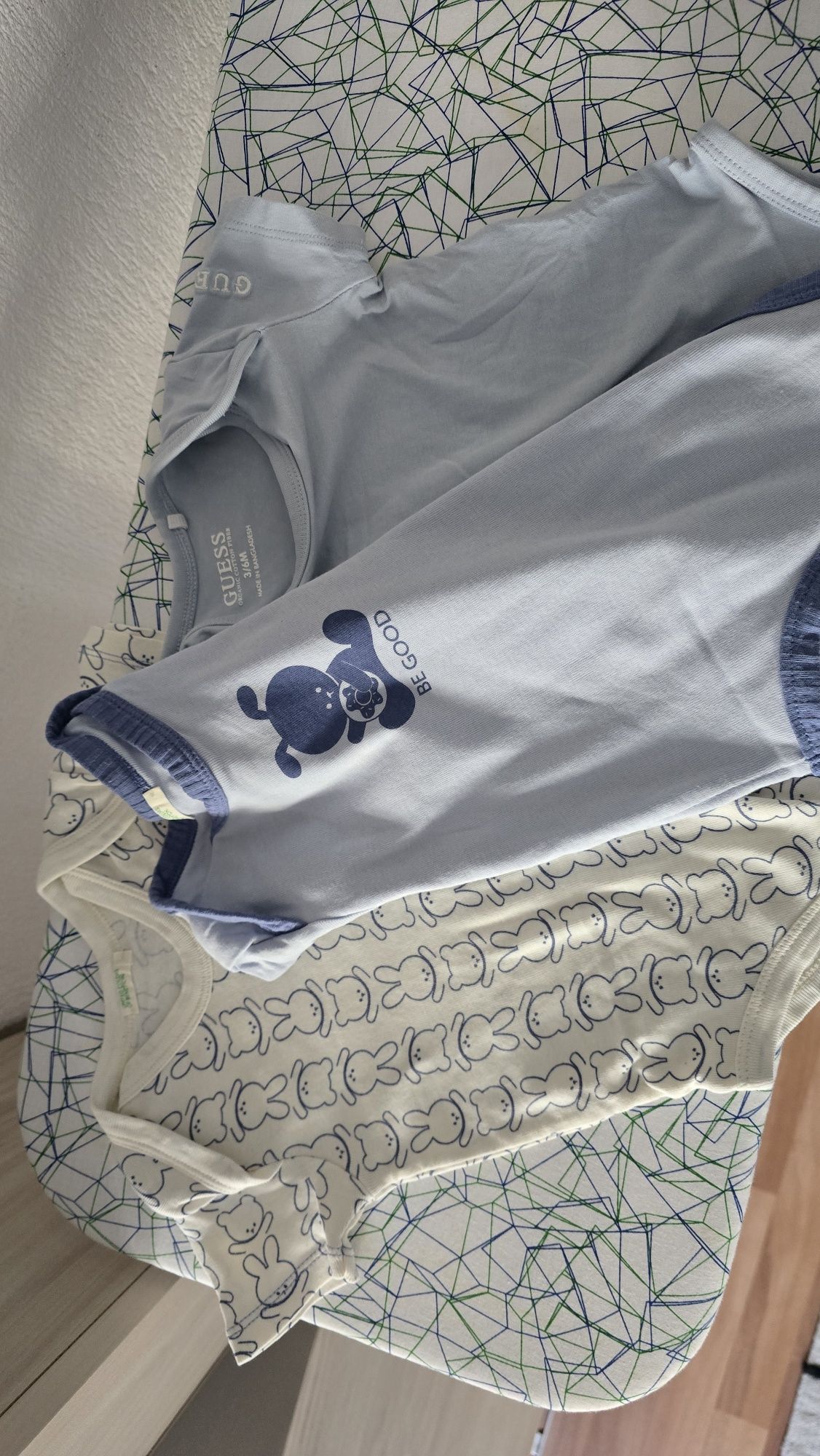 Бебешко боди с къс ръкав 3-6месеца Benetton,  Geese