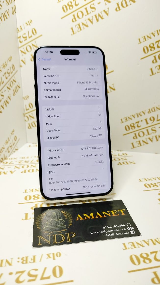NDP Amanet Brăila iPhone 15 Pro Max 512gb(3129)