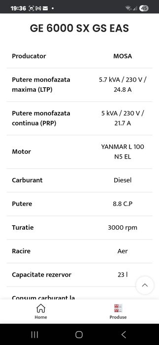 Generator curent Mosa diesel nou fabricat în Italia f
