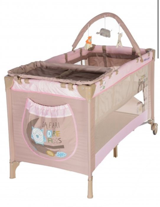 Patut pliabil cu 2 nivele si salteluta de inschimbat