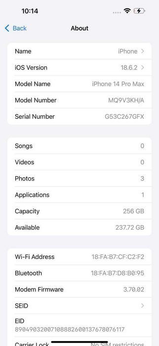 iPhone 14 Pro Max 256 GB 83% silver