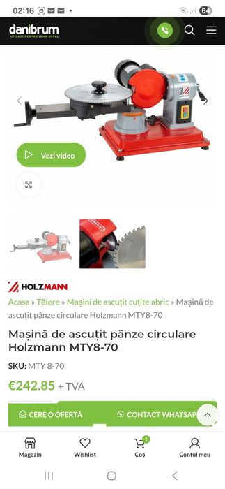 Vand maşină de ascuţit pânze circulare Holzmann MTY8‑70