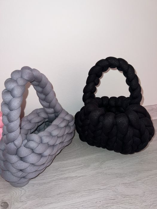 Дамски плетени чанти - розов, сив, черен