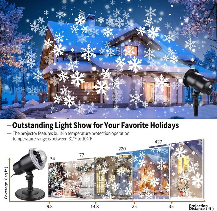 Коледни проекторни светлини за открито