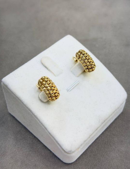 Золотые серьги цвет жёлтый очень крассиво смотреться  турция 585 проба