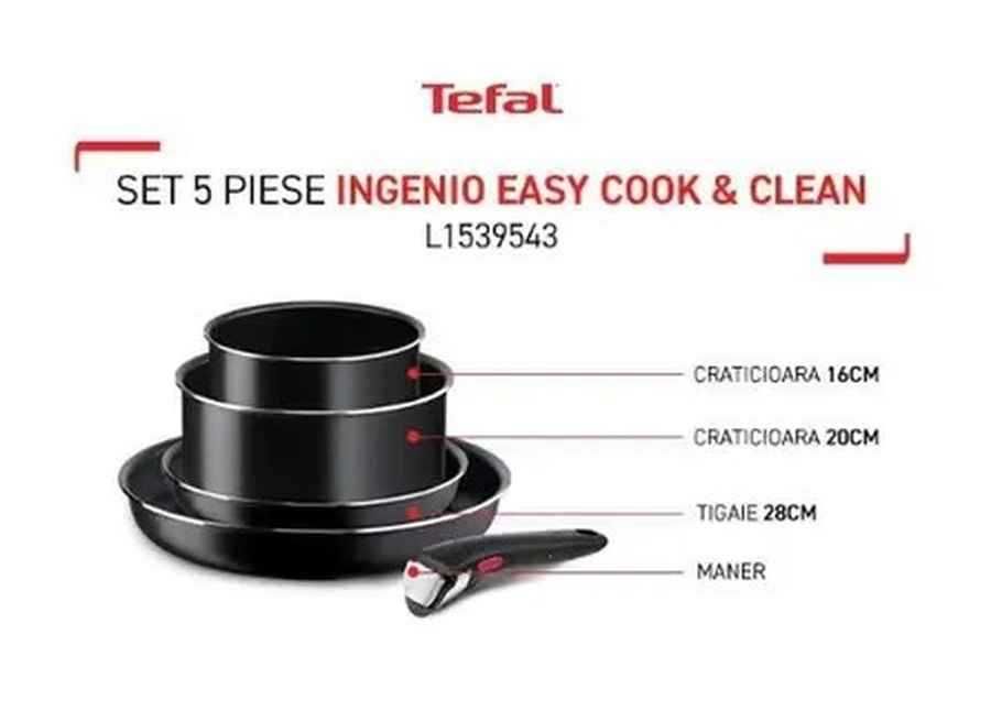 Set Tefal 5 piese tigaie, cratita Starter Kit L1539543 16-28cm Sigilat