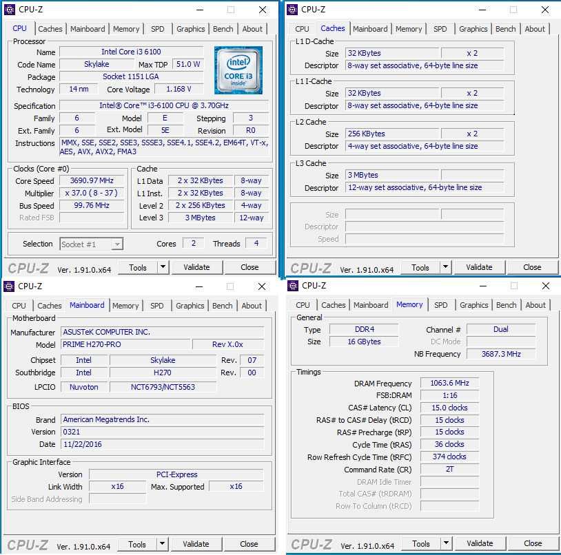 Настолен компютър ASUS PRIME H270-PRO, i3-6100, 16GB DDR4, Strix 1050