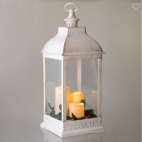 Коледен LED фенер Mercado Trade, 3бр. свещи, Бял