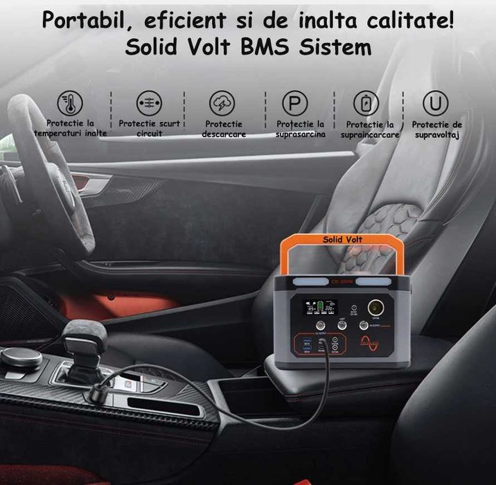 Statie portabila de incarcare/alimentare 500w, acumulator LifePO4 230V