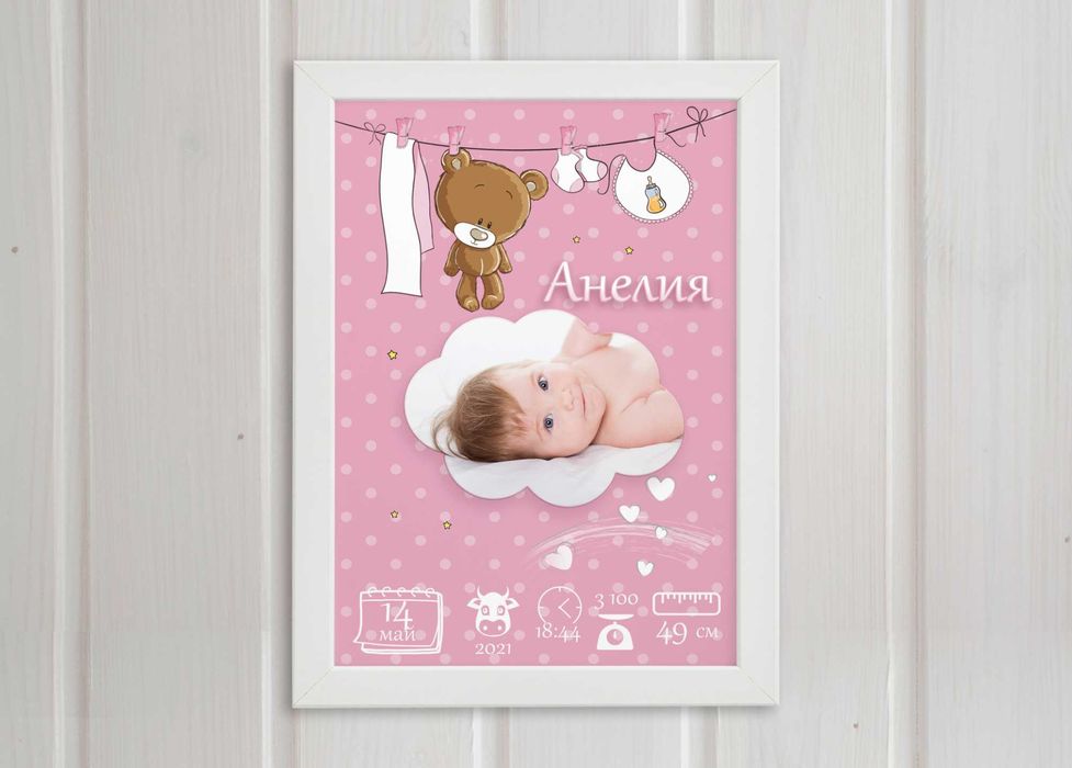 Бебешка визитка с данни за новородено