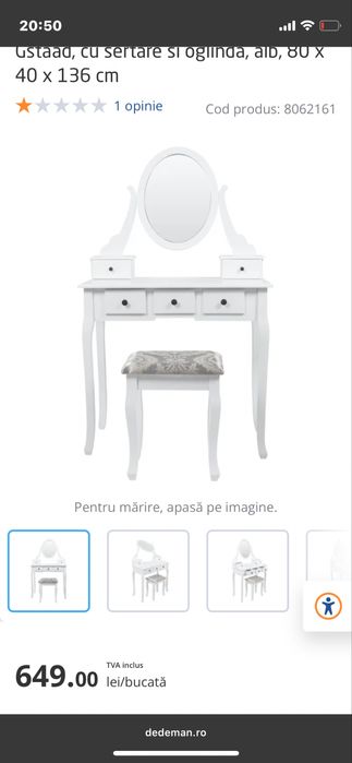 Vand măsuță de toaletă cu scaun, nouă