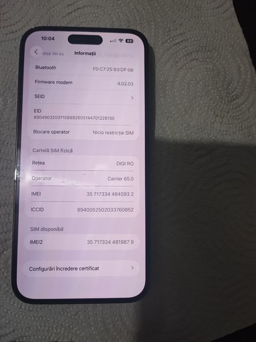 Vând Iphone 14 pro max Gold de 128 Gb baterie 100/100