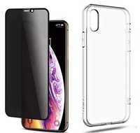 Husa Silicon + Folie Sticla Curbata 6D Privacy Iphone X XS XR