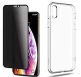 Husa Silicon + Folie Sticla Curbata 6D Privacy Iphone X XR XS MAX