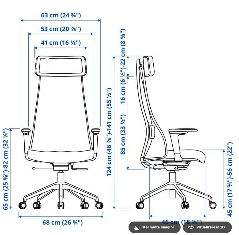 Scaun birou IKEA JÄRVFJÄLLET alb