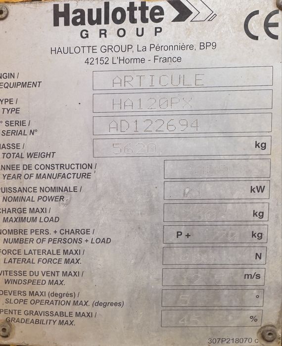 Nacela Haulotte 12 m 4x4