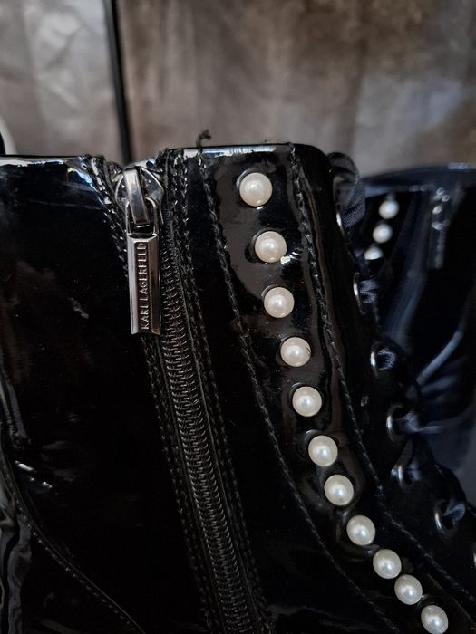 Оригинални дамски боти Karl Lagerfeld Paris – запазени, лъскав лак