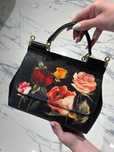 Geantă Dolce & Gabbana Sicily, imprimeu floral DG, 25 cm