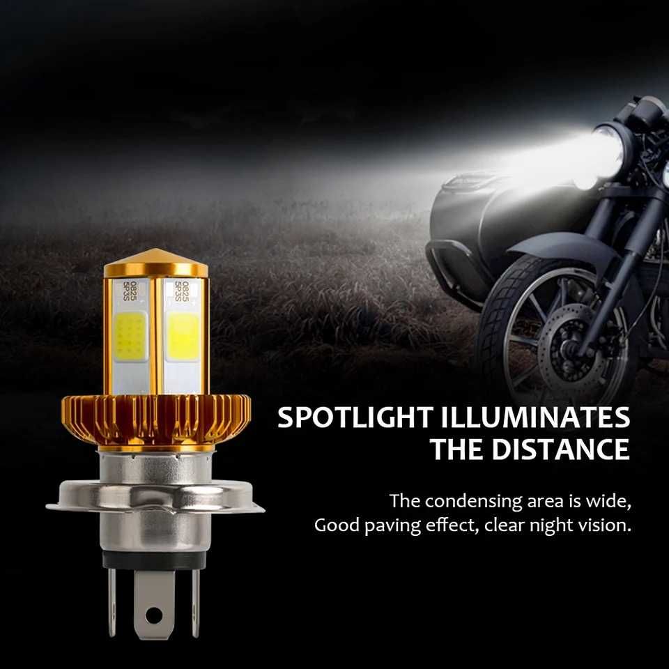 1 БРОЙ LED Диодна крушка H4 за Мотор Мотоциклет 100W 12V +200%