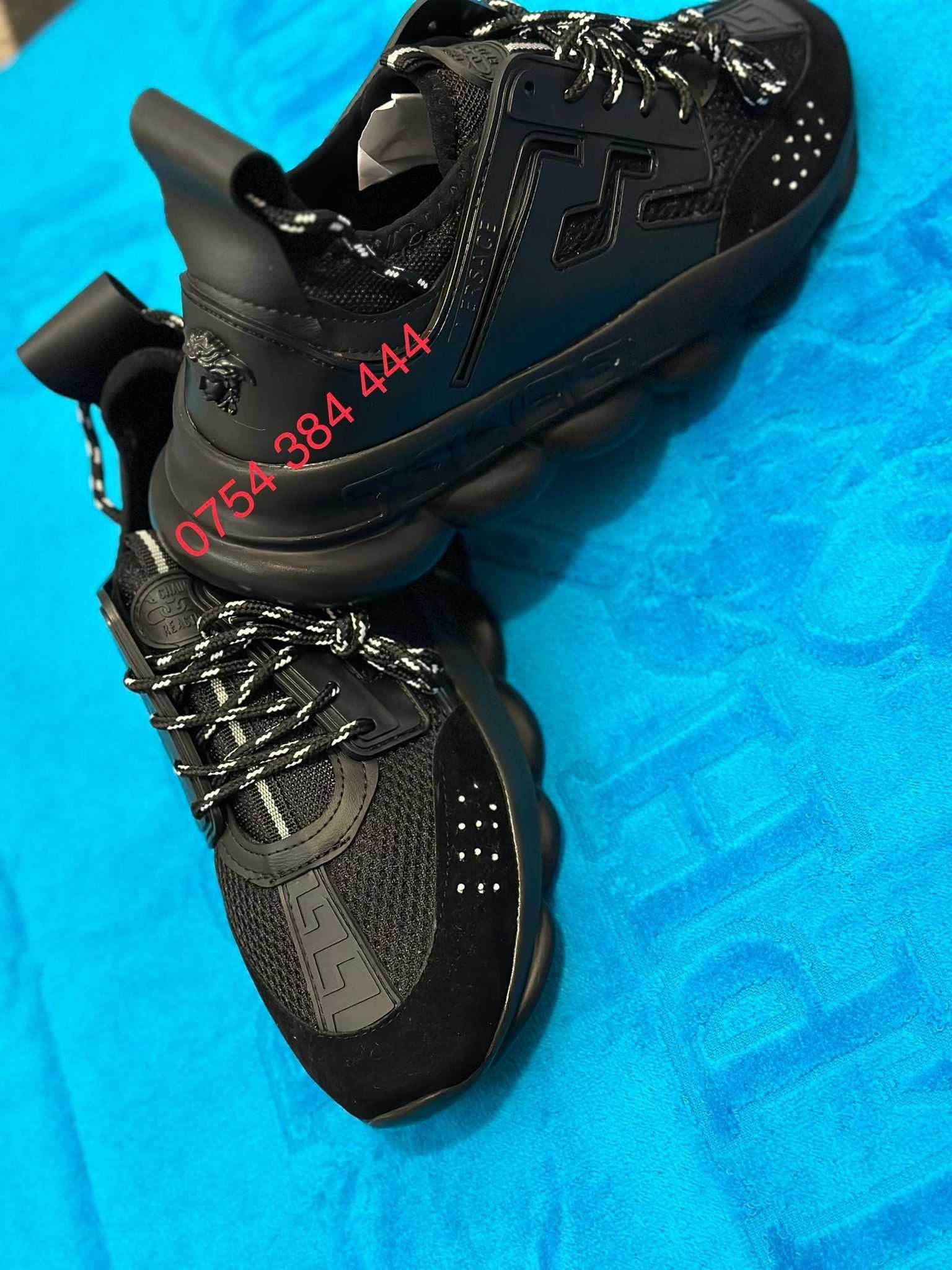 Adidasi Versace Chain Reaction All Black (Livrare cu verificare)