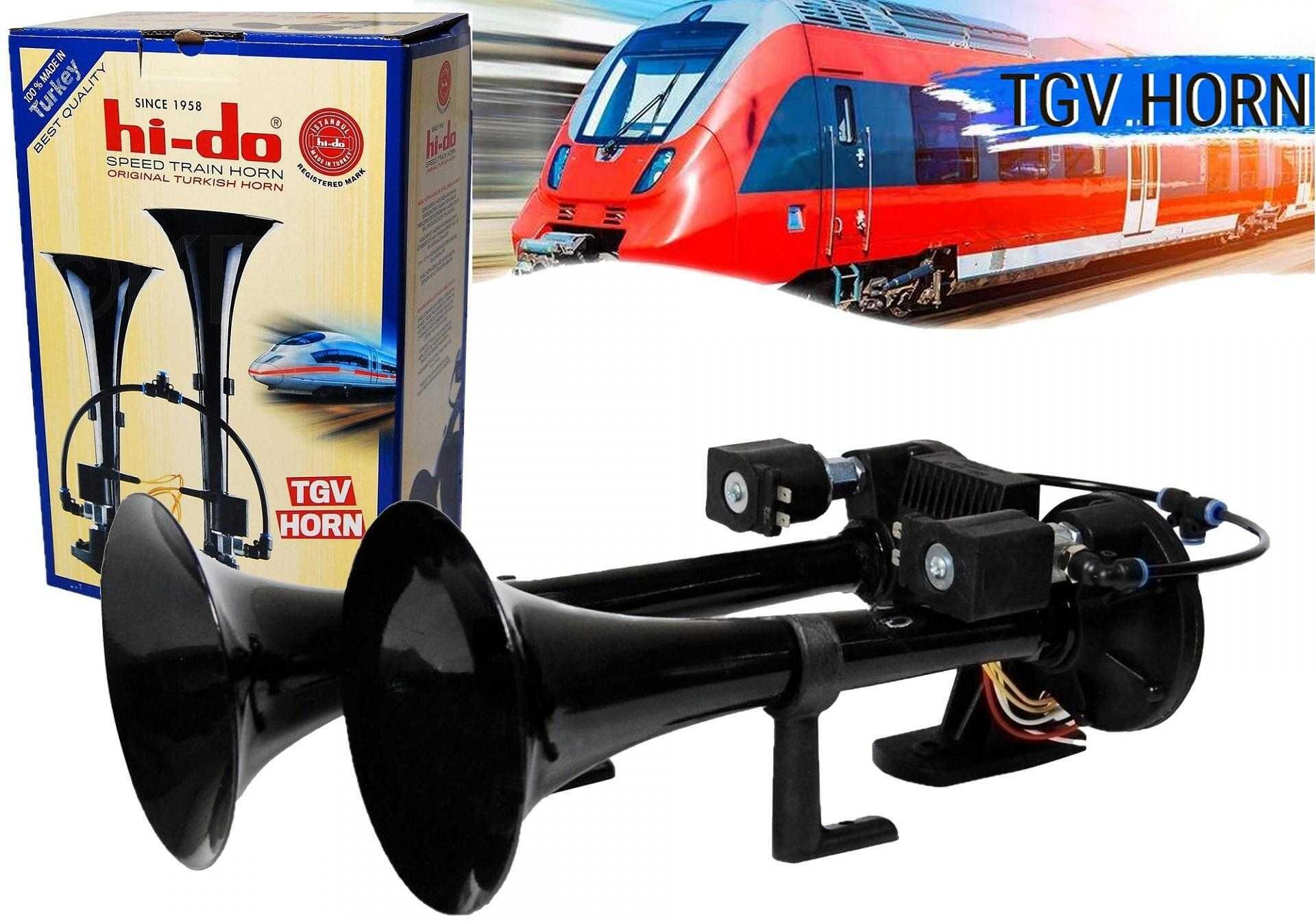 Тромба 24V, 135db, клаксон TGV HI-DO, с две мелодии, черна
