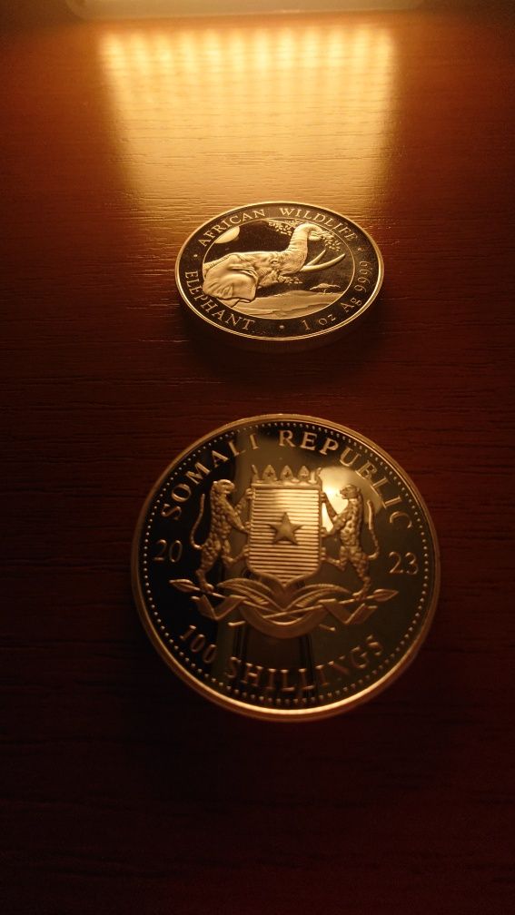 2 Monede argint - Elefant Somalia