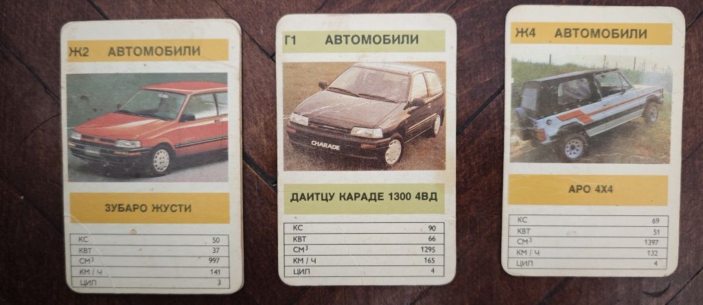 Карти с ретро коли