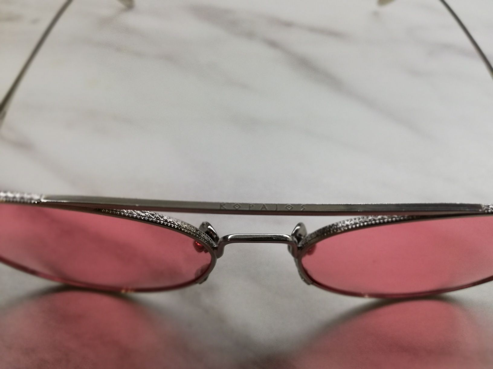 Унисекс слънчеви очила Kopajos Mykonos Solitare Silver Gun / Pink Lens