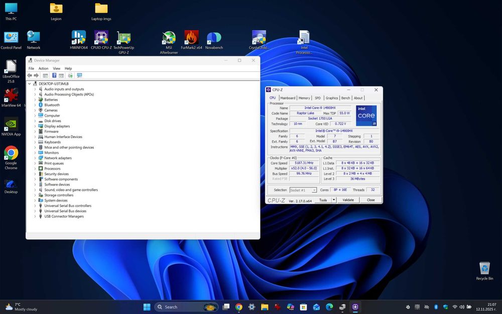 Лаптоп Lenovo Legion Pro 5 с i9-14900HX, 32 GB, RTX 4070, 240 Hz, 2 TB