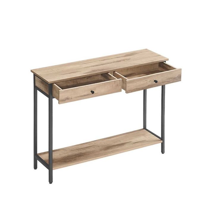 Consola cu 2 sertare, Vasagle, maro + negru