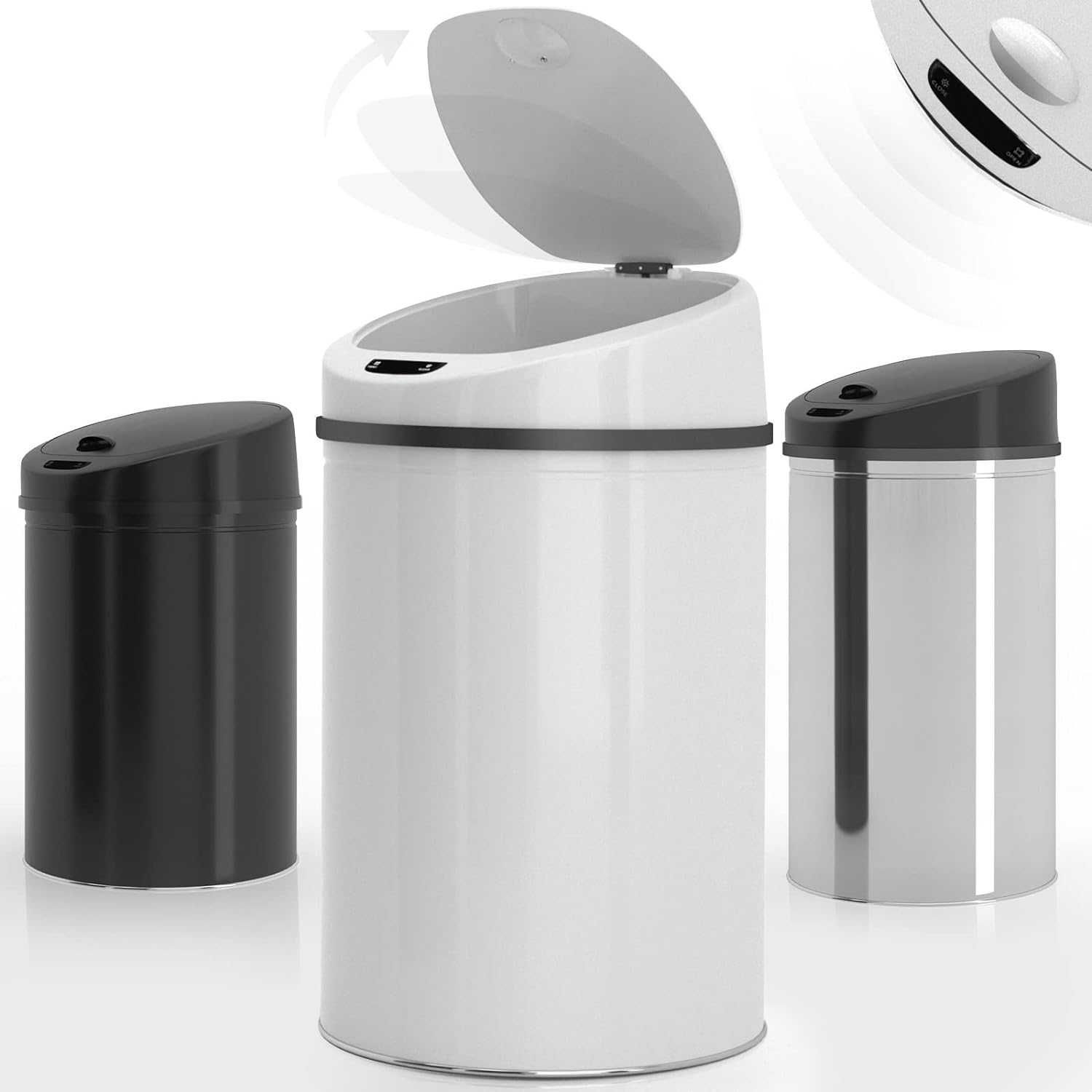 Coș de gunoi cu senzor, capacitate 60 de litrii, alb