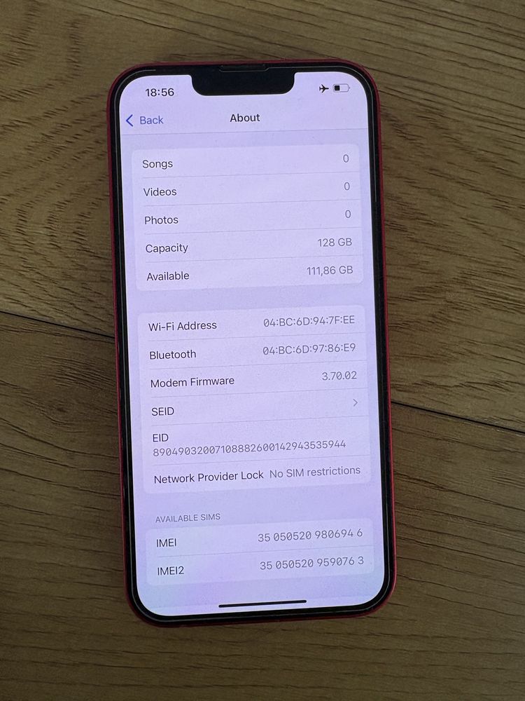 Бартер нов iPhone 14 128gb червен  99%