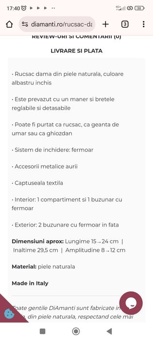 rucsac piele bleumarin