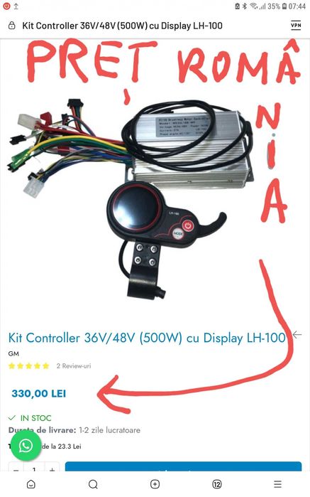 Set controller+display+fire 48V/25A NOU,universal