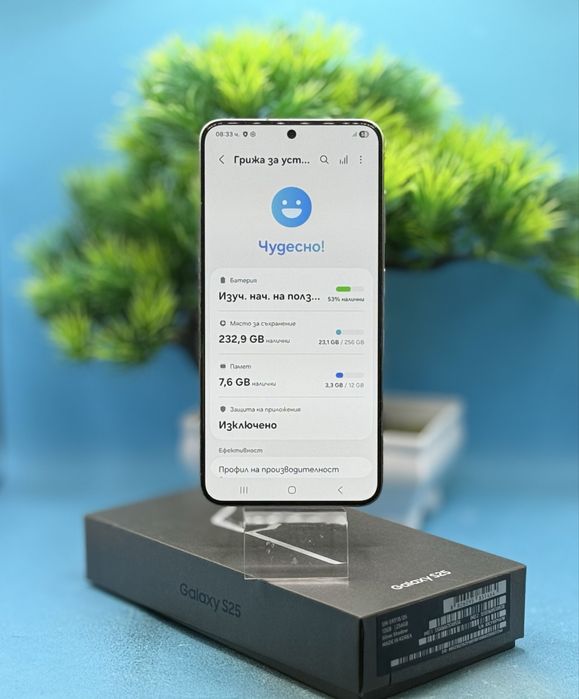 ГАРАНЦИОНЕН!!! Samsung Galaxy S25, 12GB RAM, 256GB, 5G, Silver Shadow