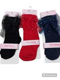 Бебешки 3/4 чорапи ( под коляното) с перли, 0-6 м. и 6-12 м.