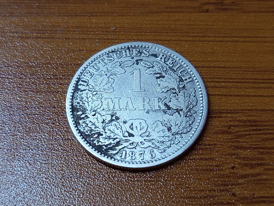 Monedă de argint a imperiului german 1 markă 1876 J