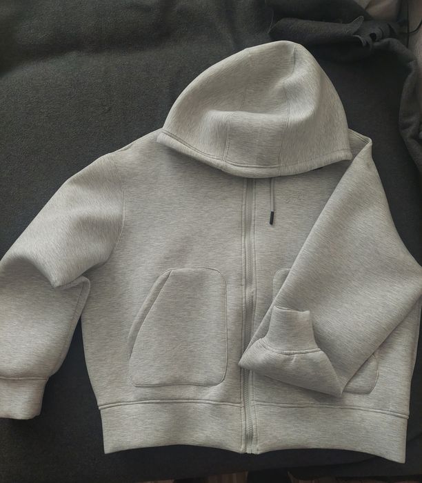 Pull&Bear STWD neoprene-effect hoody in light gray