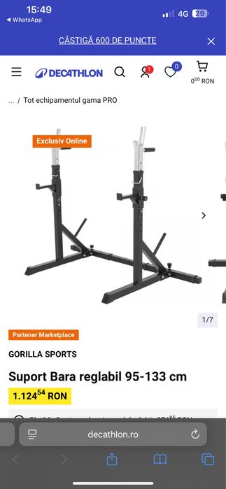 Suport bara - reglabil 95-133cm