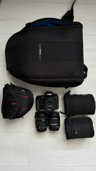 Canon EOS 77D + 3 obiective + accesorii – Pachet complet