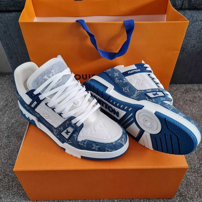 Louis Vuitton X Denim Navy Blue Adidasi Trainers Low