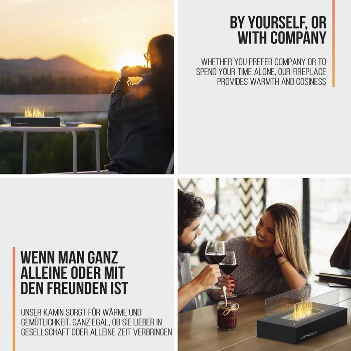 Камина на биоетанол настолна стъклени стени 35x18.2x14.6 см ПРОМОЦИЯ