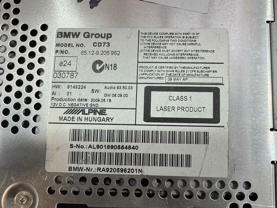 Radio cd professional 2009 bmw seria 1 lci 118d e87 2.0 diesel cod oem 65129205962 65129189200 65129