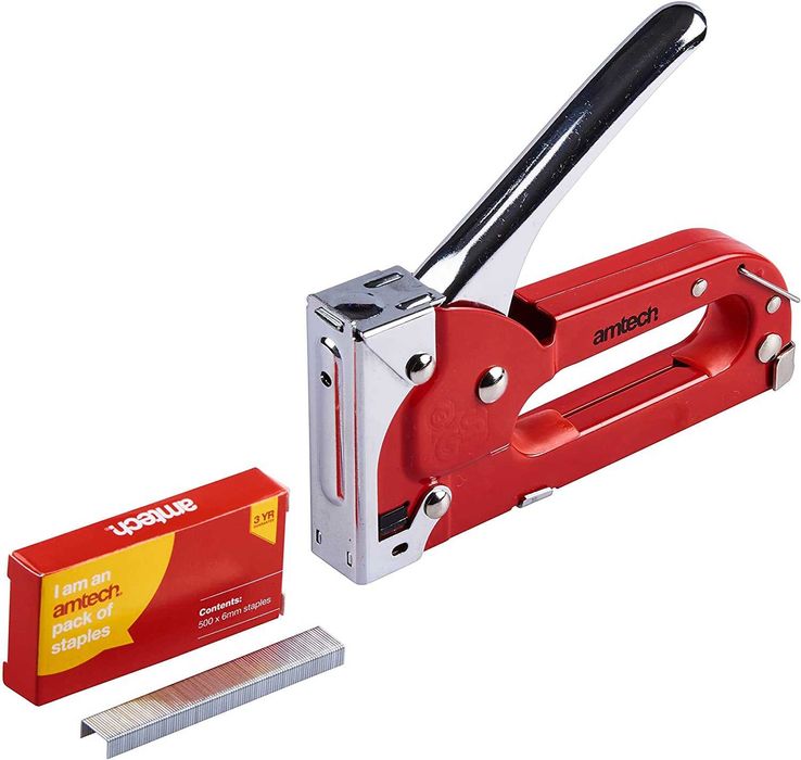 Capsator manual, lemn, tapiterie + 500capse de 6 - mm. Nou!