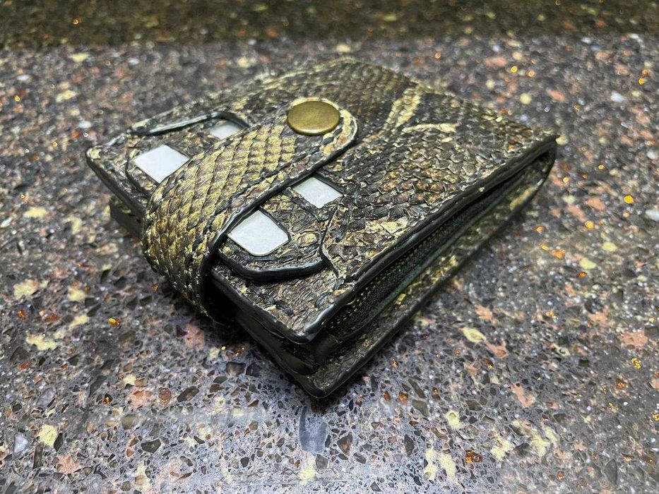 Кожаный бифолд, ручная работа, питон.