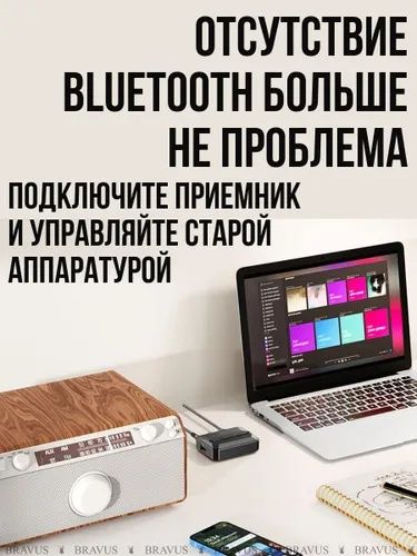 Bravus T59 2 в 1 Bluetooth аудио и USB, Aux, RCA, NFC соединение.