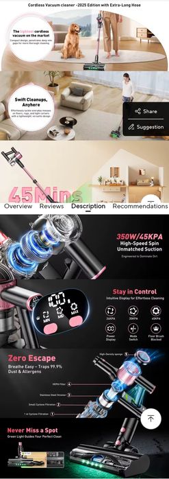 Aspirator fara fir portabil pe baterii putere mare